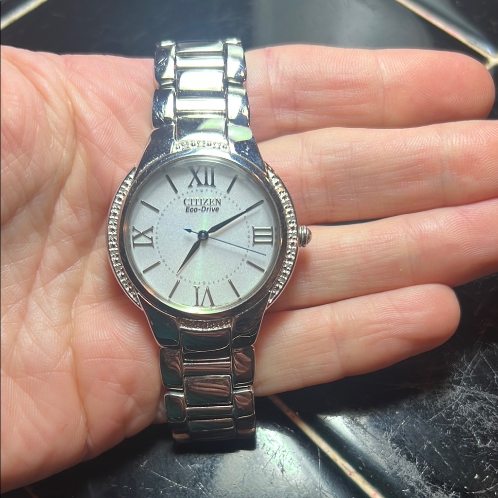 Citizen EcoDrive Stainless Steel Watch Diamond Bezel